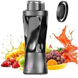 KINSI Akku-Smoothie-Maker Tragbarer Entsafterbecher, Mobiler Standmixer, USB Aufladung, 700ml, 360 W, mit 6-flügeliges 3D-Stereo-Mischmesser, 22.000 U/min schwarz