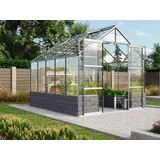 Vitavia Gewächshaus Cassandra 8300 ESG 3 mm in Alu eloxiert inkl. Sockelmauer Anthrazit