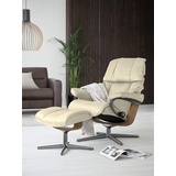 Stressless Relaxsessel STRESSLESS Reno Sessel Gr. Leder BATICK, Cross Base Eiche-M, Rela x funktion-Drehfunktion-PlusTMSystem-Gleitsystem-BalanceAdaptTM, B/H/T: 83 cm x 100 cm x 76 cm, beige (cream batick) Lesesessel und Relaxsessel