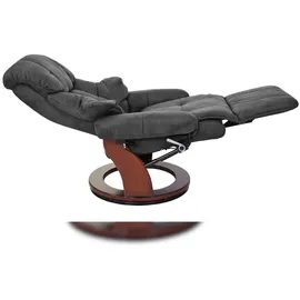 Robas Lund MCA Relaxsessel Calgary 2, Fernsehsessel Sessel, Stoff/Textil 150kg belastbar ~ dunkelgrau, Walnuss-Optik