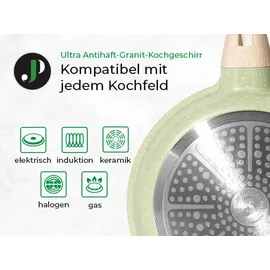 just perfecto household appliances JUST PERFECTO Induktions Töpfe Set 15 pcs - Pfannenset mit deckel - Induktions Töpfe Set - töpfe & pfannen set ohne PTFE und PFOA - Kratzschutz- Kochgeschirr Topfset induktion (Green)