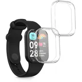 kwmobile 2X Silikon Hülle für Xiaomi Smart Band 8 Pro/Smart Band 9 Pro Schutzhülle - Fullbody Display Cover Set aus Silikon - Transparent