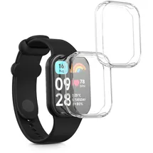 kwmobile 2X Silikon Hülle für Xiaomi Smart Band 8 Pro/Smart Band 9 Pro Schutzhülle - Fullbody Display Cover Set aus Silikon - Transparent