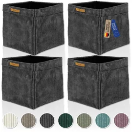 lycce Aufbewahrungskorb Faltbare Aufbewahrungsbox Cord 4P 33 x 33 x 31 cm grau