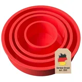 Intirilife 4-teiliges Set Silikon Kuchenbackformen in Rot - 10 cm, 16.3 cm, 19.8 cm, 25 cm - Backform Kuchenform Zum Backen von Torten Kuchen