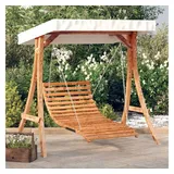 vidaXL Hollywoodschaukel mit Dach Massivholz Fichte mit Teak-Finish