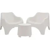 Dmora Garten Lounge Set Cormons Weiß, 2-Sitzer mit Tisch - Weiß