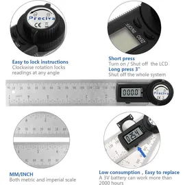 luxuskollektion Digitaler Winkelmesser mit Feststellfunktion 400 mm