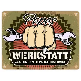 trendaffe Papas Werkstatt Metallschild im rostigen Retrolook