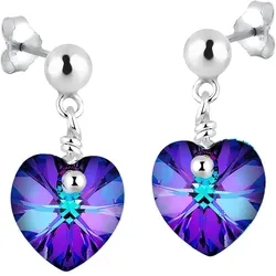 Elli Herz Liebe Freunde Kristalle 925 Sterling Silber Ohrringe   Damen 