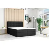 möbel punkt Boxspringbett PRAG Chesterfield mit Bettkasten, ca.180 x 200 cm - Schwarz