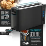 Arendo - SET Toaster FRUKOST mit Eierkocher SIXCOOK Edelstahl Schwarz, Toaster 2 Scheiben, LED-Display, 6 Bräunungsgrade, Brötchenhalter - Eierkocher