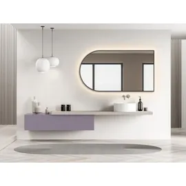 PonteSino HOKO Badspiegel Antibeschlag LED Bogenspiegel 50x90cm mit Metallrahmen, HOCH+QUER Montage. Touch Schalter+Licht Wechsel 2700-6500K, Warmweiß-Kaltw... - Schwarz