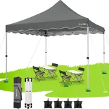 HOTEEL Pavillon 3x3 Faltpavillon 3x3 Wasserdicht Stabil mit 4 SandsäCke, Hoher Gipfel, Uv Schutz 50+ Partyzelt Gartenpavillon Pop Up Pavillon, fürs Camping, Event, Garten, Stahlrahmen, Grau