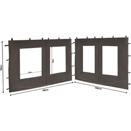 Quick Star Seitenteile für Pavillon 3x4 m 2 Stück Anthrazit 3 x 0,3 m