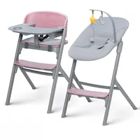 Kinderkraft Kinderhochstuhl LIVY+Babyliege CALMEE, 4in1, Stuhl für die ganze Familie, von Geburt bis 110 kg, Verstellbare, Ergonomische Rückenlehne, Minimalistisches niederländisches Design, Rose