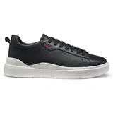 Hugo Herren Blake Tenn Ledersneakers mit rotem Logo Schwarz005 43