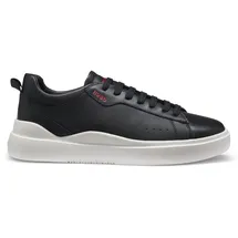 Hugo Herren Blake Tenn Ledersneakers mit rotem Logo Schwarz005 43