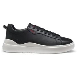 Hugo Herren Blake Tenn Ledersneakers mit rotem Logo Schwarz005 43