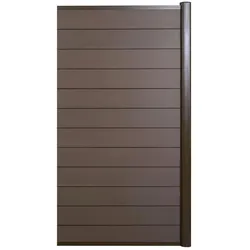 Mendler WPC-Sichtschutz Sarthe, Windschutz Zaun, Alu-Pfosten ~ Erweiterungselement schmal, 0,95m braun