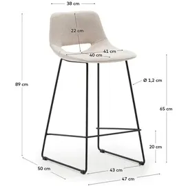 Kave Home 2er-Set Kave Home Barhocker Ziggy Stoff Beige