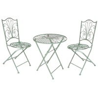 Spetebo Balkonset Metall Bistro Set antik grün - 1 Tisch / 2 Stühle, (Set, 3-tlg., Tisch mit 2 Stühlen), Bistro Set Gartentisch mit Stühlen grün