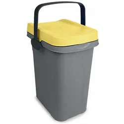 Abfallbehälter 7 Liter, Abfalleimer aus Kunststoff, grau/gelb