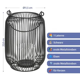 Cepewa Laterne oval Metall schwarz