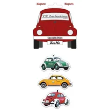 BRISA VW Collection - Volkswagen Kühlschrank-Büro-Pinnwand-Magnete mit Käfer/Beetle Motiven (3er Set/Spezialfahrzeuge/Bunt)