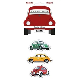 BRISA VW Collection - Volkswagen Kühlschrank-Büro-Pinnwand-Magnete mit Käfer/Beetle Motiven (3er Set/Spezialfahrzeuge/Bunt)