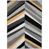 Mazovia Designteppich Modern Teppich Kurzflor Wohnzimmerteppich Robust und pflegeleicht GRAU, 160 x 230 cm, Fußbodenheizung, Allergiker geeignet, Farbecht, Pflegeleicht gelb|grau 160 x 230 cm