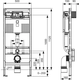 TECE TECEprofil WC-Modul mit Uni-Spülkasten, Bauhöhe 1120 mm