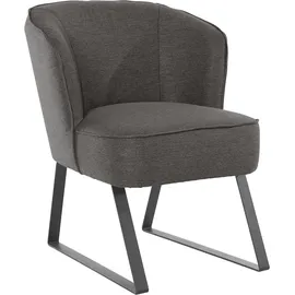 exxpo - sofa fashion Sessel Americano Bezug in verschiedenen Qualitäten 66 x 80 x 69 cm Grau mit Keder und Metallfüßen