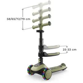 Kinderkraft Halley 2 Balance-Scooter 2-in-1, Sitz höhenverstellbar (25-33 cm), 4-Fach Verstellbarer Lenker, LED-Räder, klappbar, ab 18 Monate, rutschfeste Trittflächen, Grün