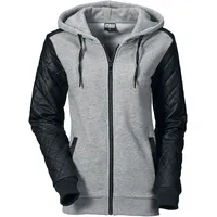 URBAN CLASSICS Diamond Leather Imitation Sleeve Zip Hoody in Grau, Größe L