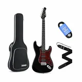 Donner DST-200 E-Gitarre Set 39 Zoll HSS ST Ritter-Schwar inkl. Tasche