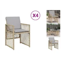 vidaXL Gartenstühle mit Kissen 4 Stk. Beigemischung Poly Rattan