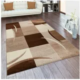 Paco Home Designer Teppich mit Konturenschnitt Karo Muster Braun Beige, Grösse:300x400 cm