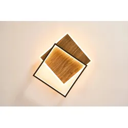 Licht-Erlebnisse Deckenleuchte HERLOHN LED 40W Natur Schwarz Holz Aluminium LE116042