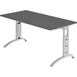 bümö manuell höhenverstellbarer Schreibtisch 160x80 cm in graphit - PC Tisch höhenverstellbar & groß, höhenverstellbarer Tisch Büro, großer