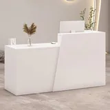 ZRBDDEF Empfangstheke mit Schublade und Ablagefächern – Moderner Kassentisch mit viel Stauraum, Empfangstisch für Büro, Salon, Geschäft oder Café