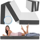 Bestschlaf Premium Visco Klappmatratze, extra hoch 15 cm, Gästematratze klappbar, Faltmatratze, Faltbare Matratze, Bandscheibenwürfel, Reisematratze