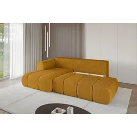 altdecor Ecksofa Cord mit Schlaffunktion 2-Sitzer Senfgelb