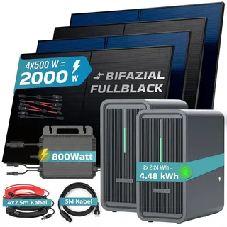 sunniva Balkonkraftwerk Bifazial 2000 W inkl. MARSTEK 2 x B2500-D 4,48 kWh