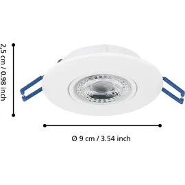 EGLO Zujar 3er Set Einbauleuchten Kunststoff weiß Ø 90mm 3x3,4W