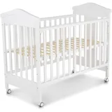 Cangaroo Babybett Wing 120 x 60 cm Gitterbett Buchenholz Räder 3 Höhenpositionen weiß