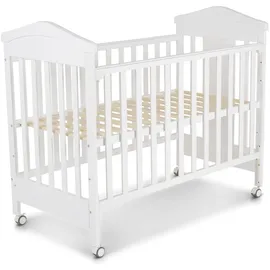 Cangaroo Babybett Wing 120 x 60 cm Gitterbett Buchenholz Räder 3 Höhenpositionen weiß