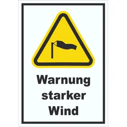 Schild Warnung starker Wind A1 (594x841mm)