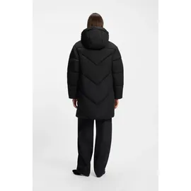 Boss Steppmantel BOSS ORANGE "Piapolly Premium Damenmode", Damen, Gr. 48, schwarz 001, Web, Obermaterial: 100% Polyester, unifarben, gerade ca. Mitte Oberschenkel, Mäntel Steppmantel, mit Kapuze, Chevron-Steppung