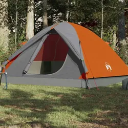 Campingzelt 3 Personen Grau & Orange 240x217x120 cm 190T Taft